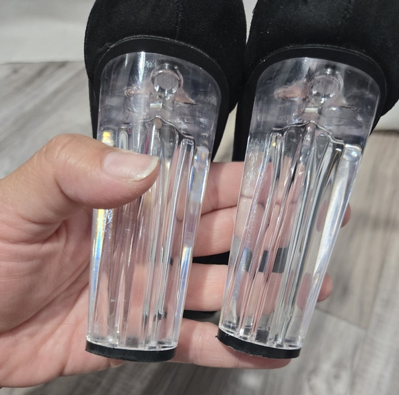 Shoe Dazzle Camden Black And Clear Platform Heels Sz 8 - Picture 11 of 12